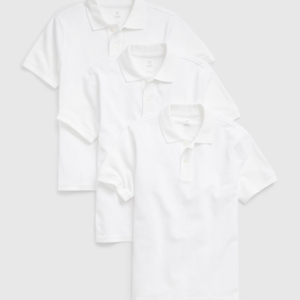 Gap Kids White (3 pack) Short Sleeved School Uniform Polo Shirts.